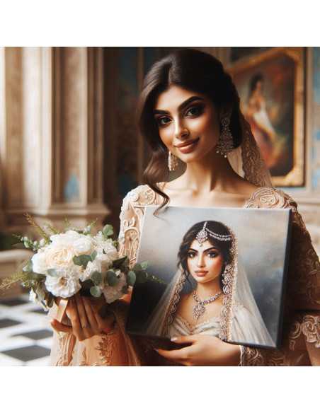 Oil Portrait of indian wedding bride