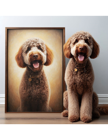 Framed poodle dog to pet portrait