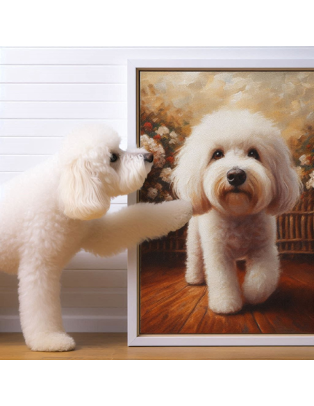 Dog viewing oil painting : “Custom oil painting of dog, beautifully made from a photograph.”
