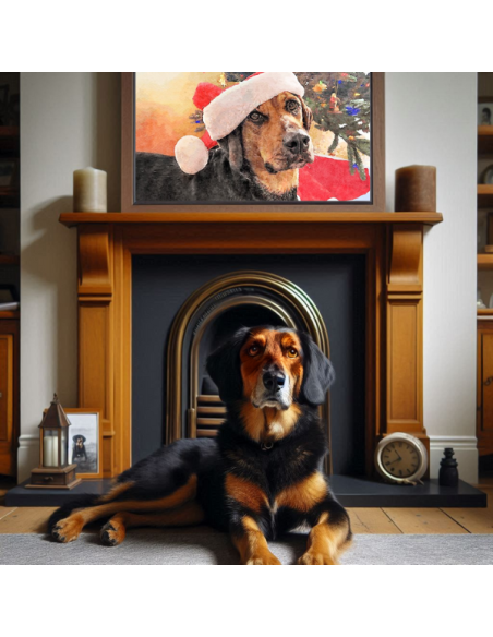 Hand Painted Watercolor dog portrait digitally brushed by Master Portrait Artist