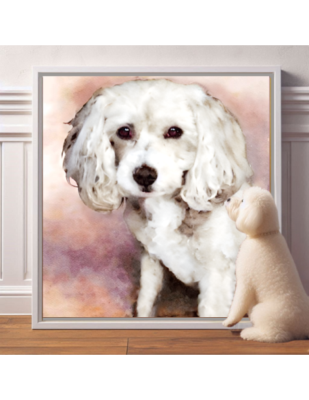 Hand Painted Watercolor dog portrait digitally brushed by Master Portrait Artist