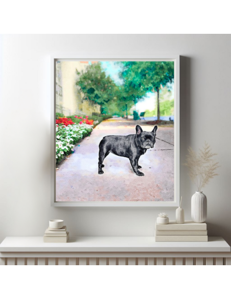 Hand Painted Watercolor dog portrait digitally brushed by Master Portrait Artist