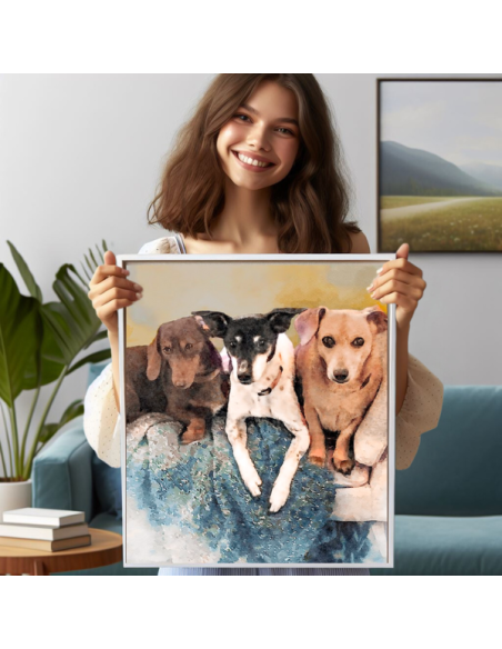 Hand Painted Watercolor dog portrait digitally brushed by Master Portrait Artist