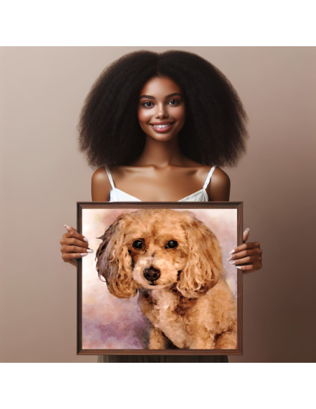 Hand Painted Watercolor dog portrait digitally brushed by Master Portrait Artist