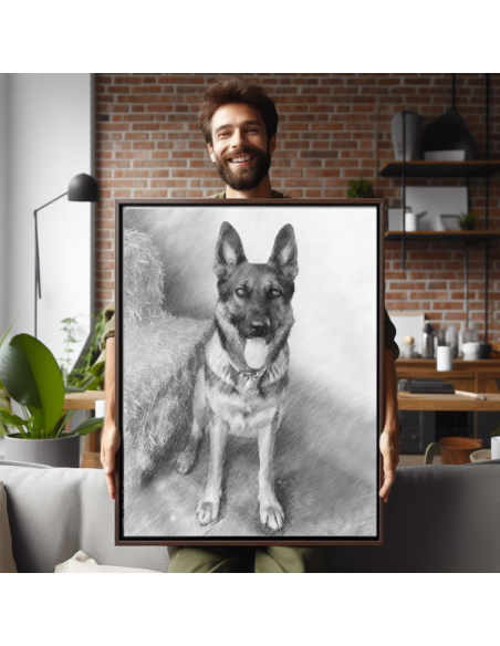 This sketch from a photo taken with dog and baby illustrates in pencil technique why we love pets so much. 