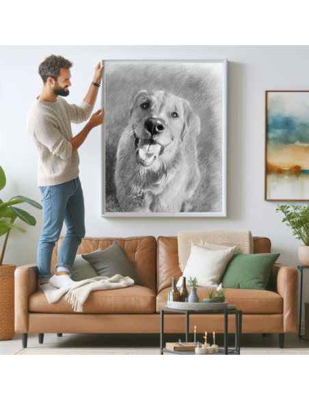 This sketch from a photo taken with dog and baby illustrates in pencil technique why we love pets so much. 