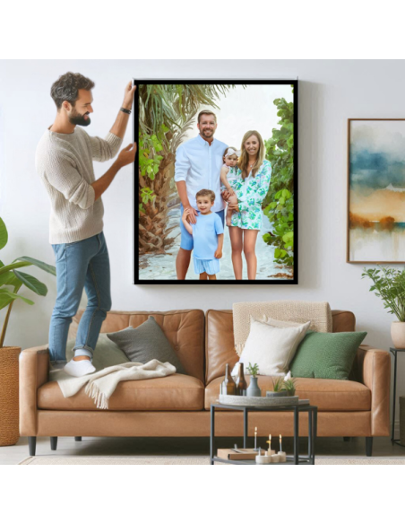 Family Portrait Painting from combined photos