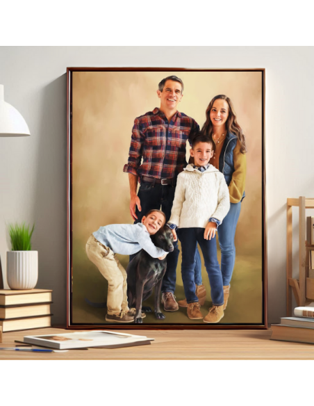 Family Portrait Painting from combined photos