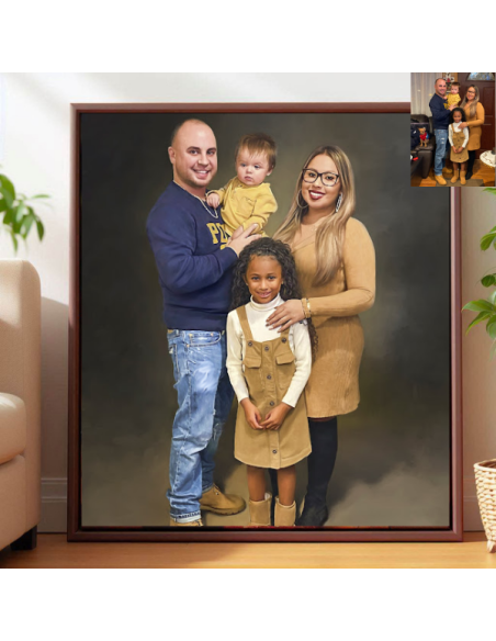 Family Portrait Painting from combined photos