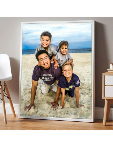 Family Portrait Painting from combined photos
