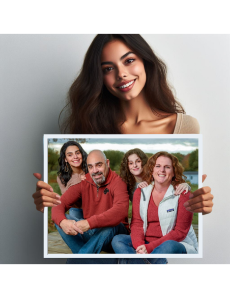 Family Portrait Painting shown in white frame