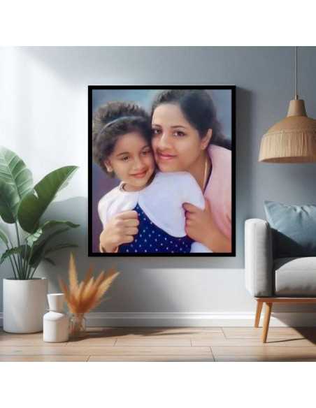 Capture the joy of childhood with a custom child oil portrait painting from photo, framed in elegance.