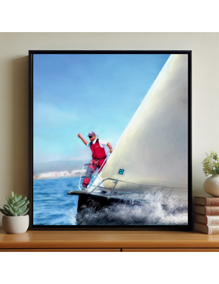 portrait art made from picture of racing sail boat