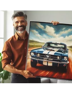 Custom Car Portrait Painting shown in a black frame.