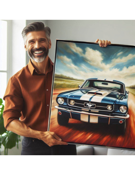 Custom Car Portrait Painting shown in a black frame.