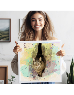 portrait of cat in color splash