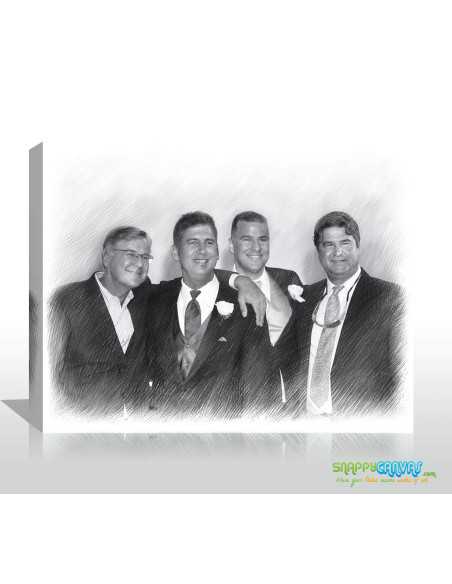 Wedding moment captured in pencil art sketch canvas