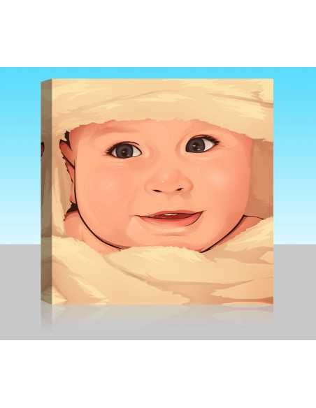 A cute colorful pop artwork on canvas from a baby photo