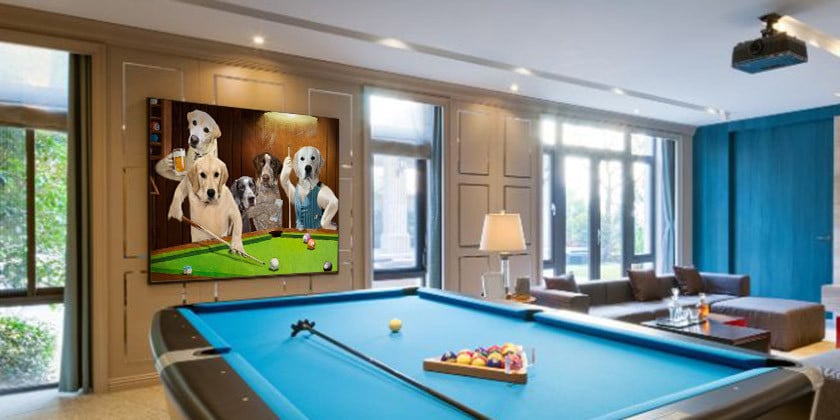 Dogs Playing Pool: Turning Your Dog Photos into a Custom Canvas Painting